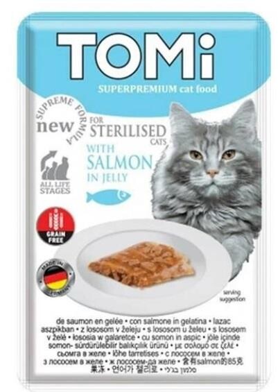 Tomi Pouch Somonlu Tahılsız Kısırlaştırılmış Yetişkin Kedi Konservesi 85 GR | SRC: Barcode: 4003024157282